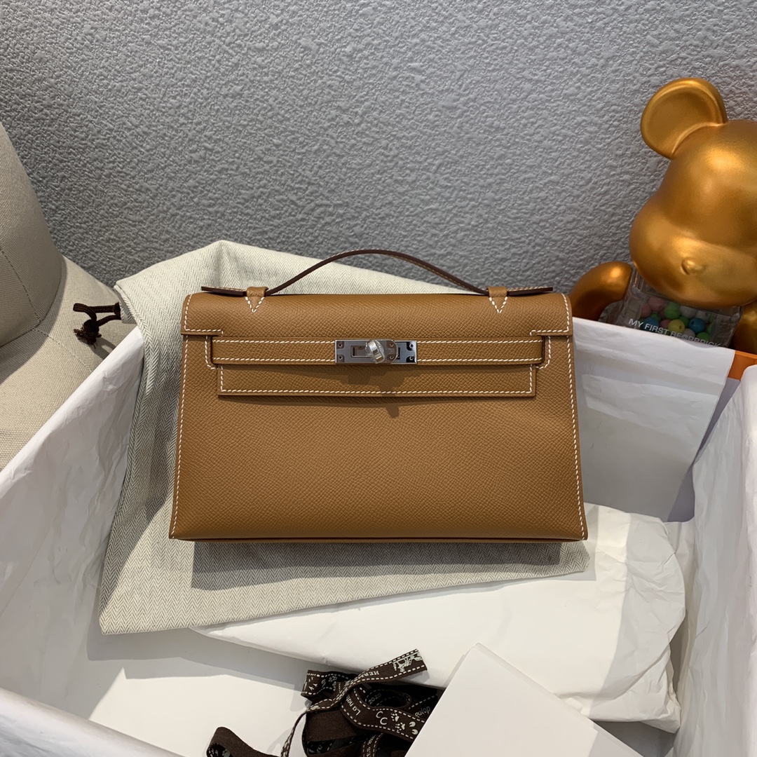 에르메스 미니 켈리백22 골드브라운 은장 앱송